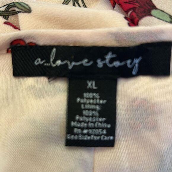 A Love Story pink floral sheer long sleeve button front blouse Size XL EUC - Picture 8 of 11